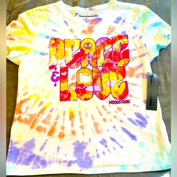 Prince Peter Collection x Woodstock Peace & Love Tie Dye Graphic Tee NWT - Picture 2 of 11